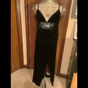 Delicates, Black Velvet 2 Pc Lounge Pants Set